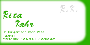 rita kahr business card